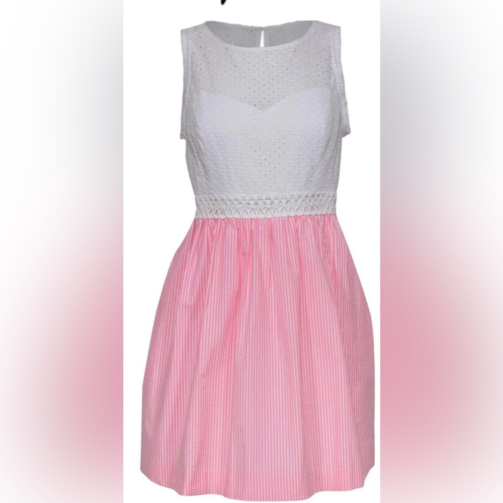 Lilly Pulitzer White and Pink Pinstriped Dress- Brand New